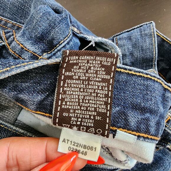 7 For All Mankind Brett Jeans Men's 31x32 Blue Denim Bootcut Dark Wash EUC USA - Picture 7 of 9